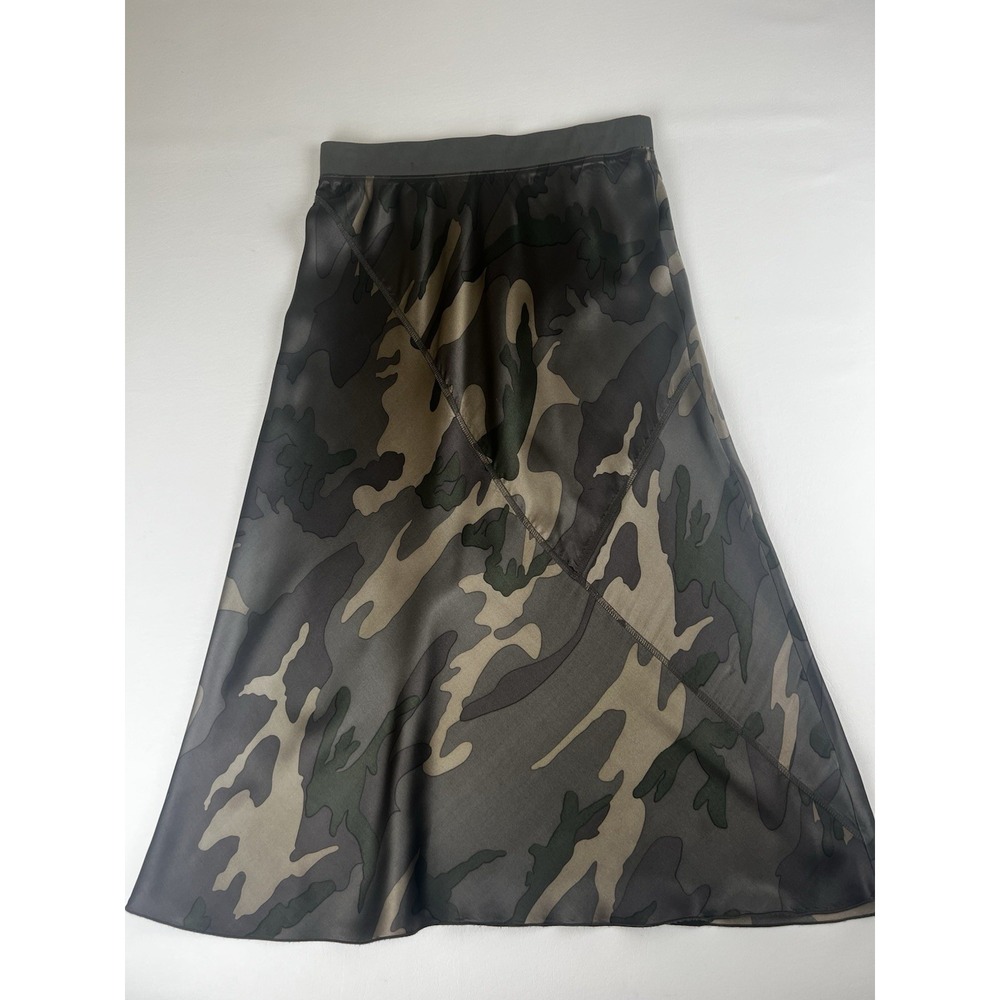 ATM Anthony Thomas Melillo Camo Silk Skirt in Jungle Camo Size Small